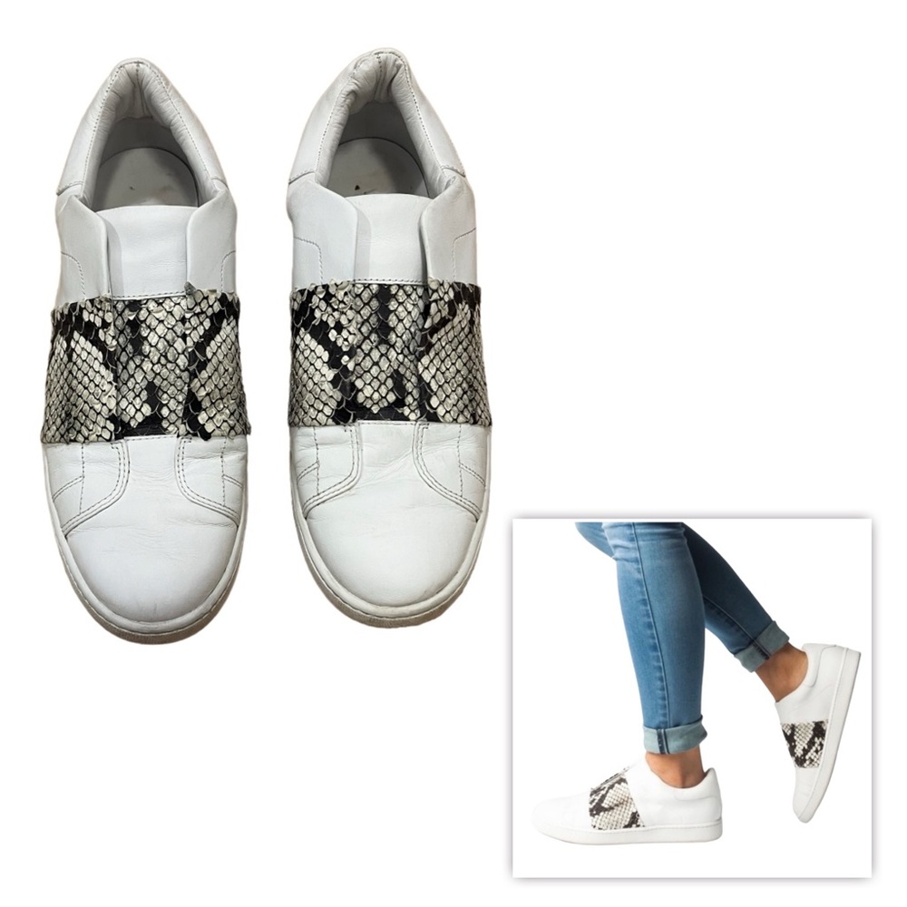 Vince Vista Lizard-Print Laceless Leather Sneakers